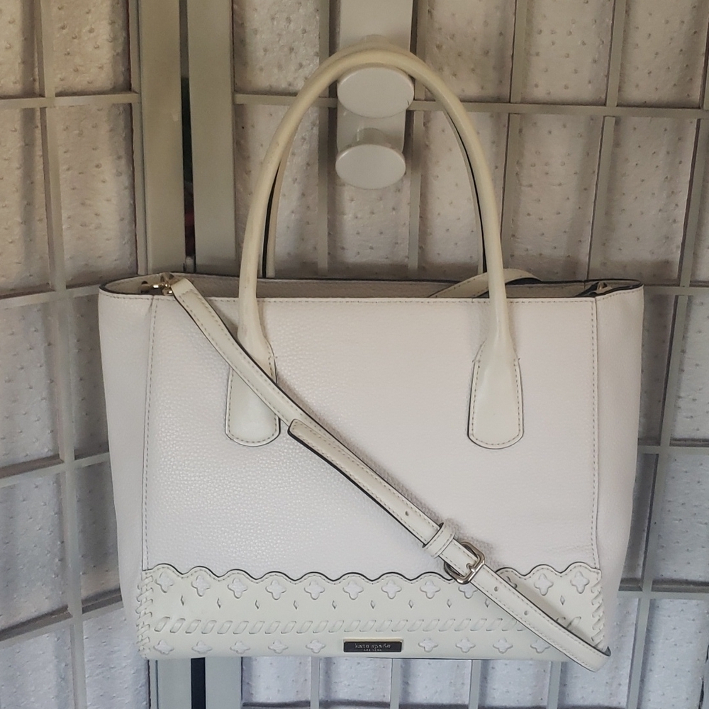 Kate Spade cream tote with crossbody strap bag